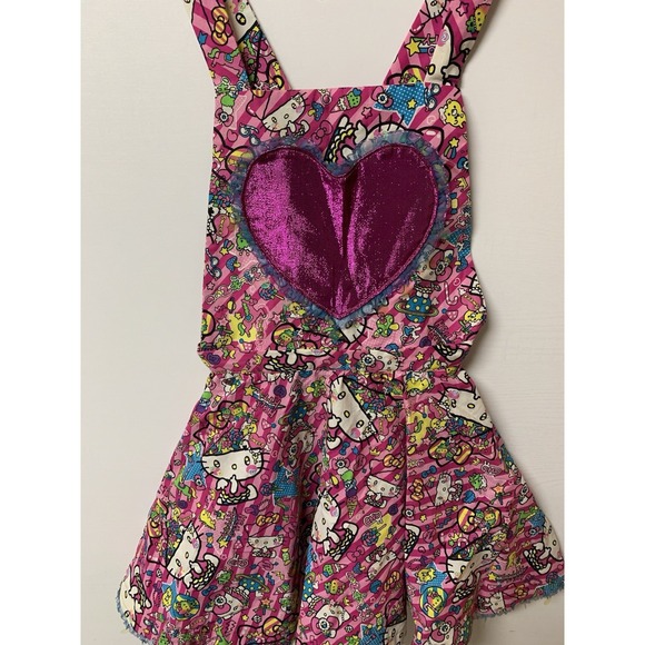 Hello Kitty Apron Womens Small Heart Lace Edge Bib Dress Handmade - Picture 2 of 13